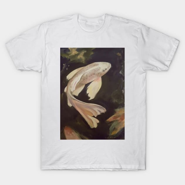 Golden Butterfly Koi Painting T-Shirt by EmilyBickell